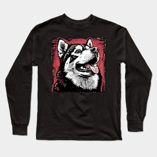 Retro Art Alaskan Malamute Dog Lover Long Sleeve T-Shirt